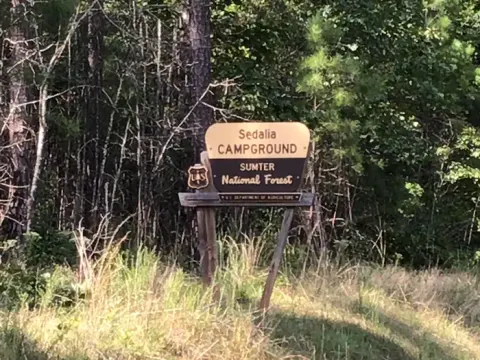 A photo of Sedalia Campground (SC) site location sign