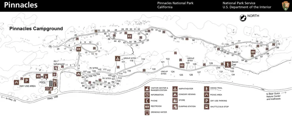 Pinnacles Campground Map (updated April 2020)