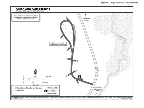 USFS map for Clear Lake Campground