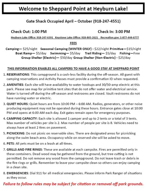 Sheppard Point Rules and Information