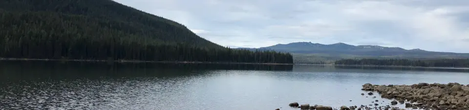 Looking out over Cultus Lake towards the Three Sisters Wilderness