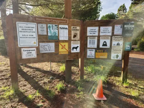 Waxmyrtle Campground information board