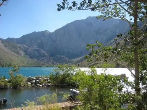 A mountain lake as seen from a campground
