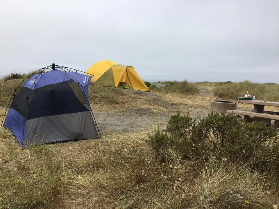 Tents at Gold Bluffs Beach campground
