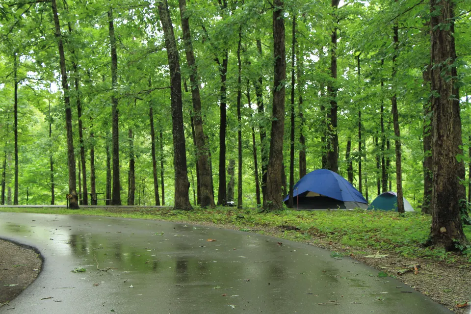Tent camping at the Meriwether Lewis Death and Burial Site Campground