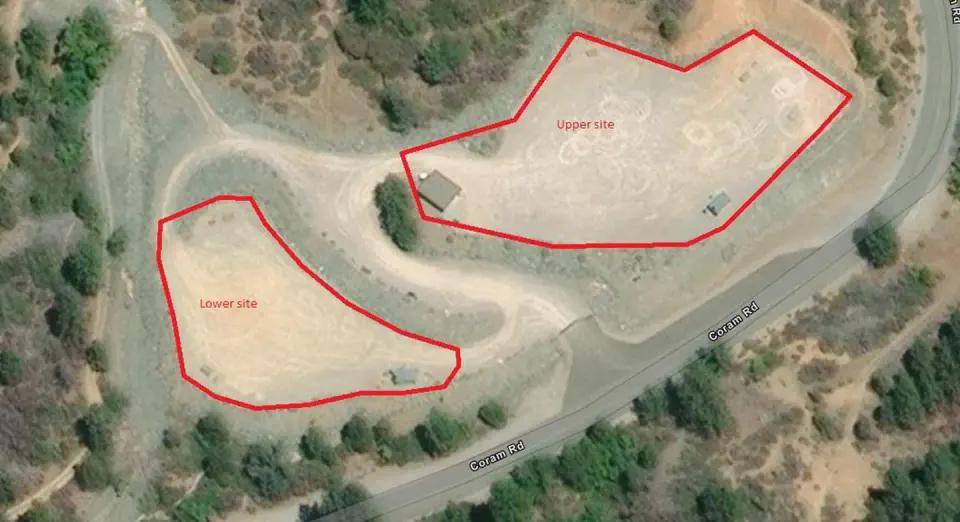Ariel Image of the two gravel camping areas